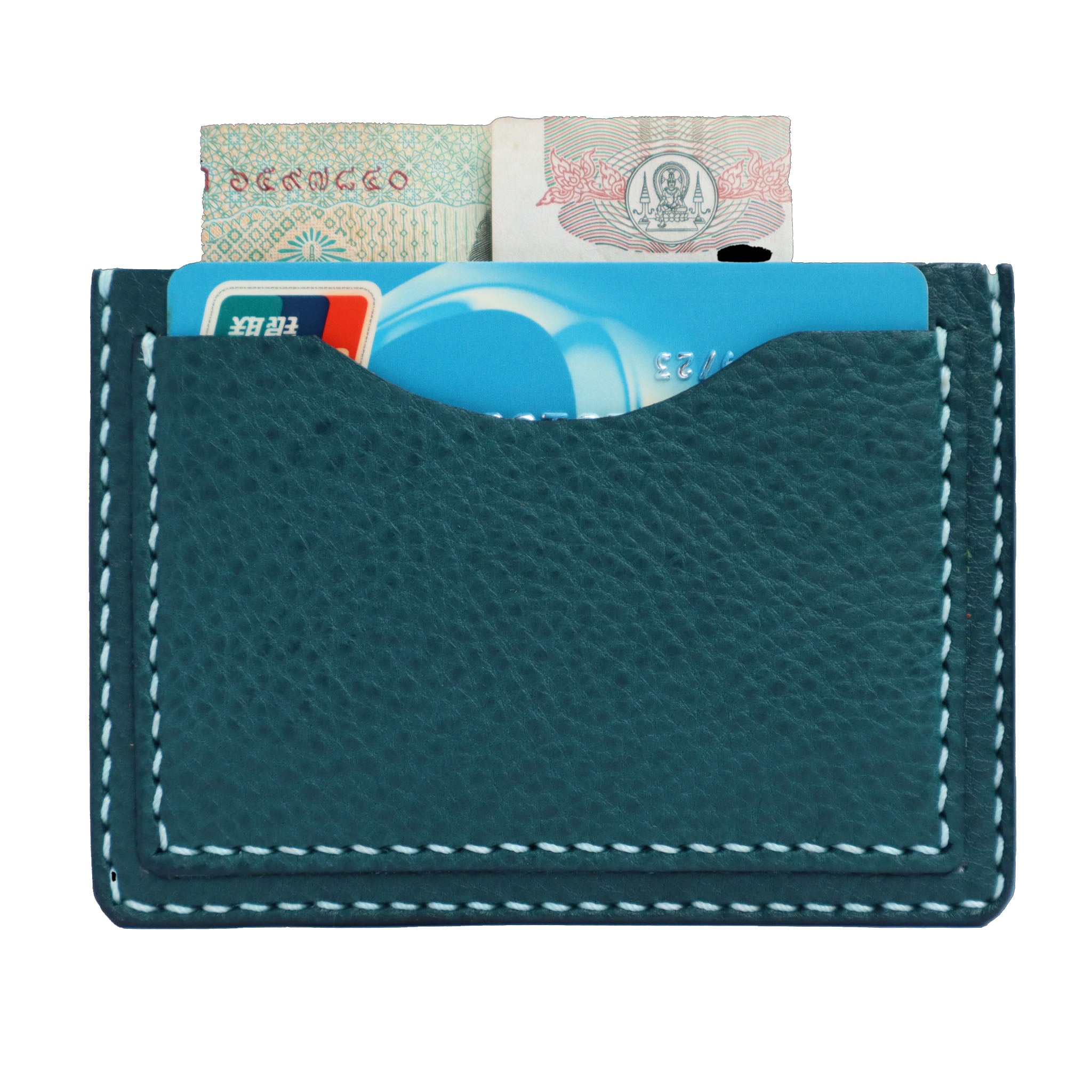 blue italian mbox leather minimalist handmade card wallet
