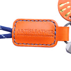 Orange Italian Leather Keychain | Paracord Loop & Multitool Clip | Handmade Gift