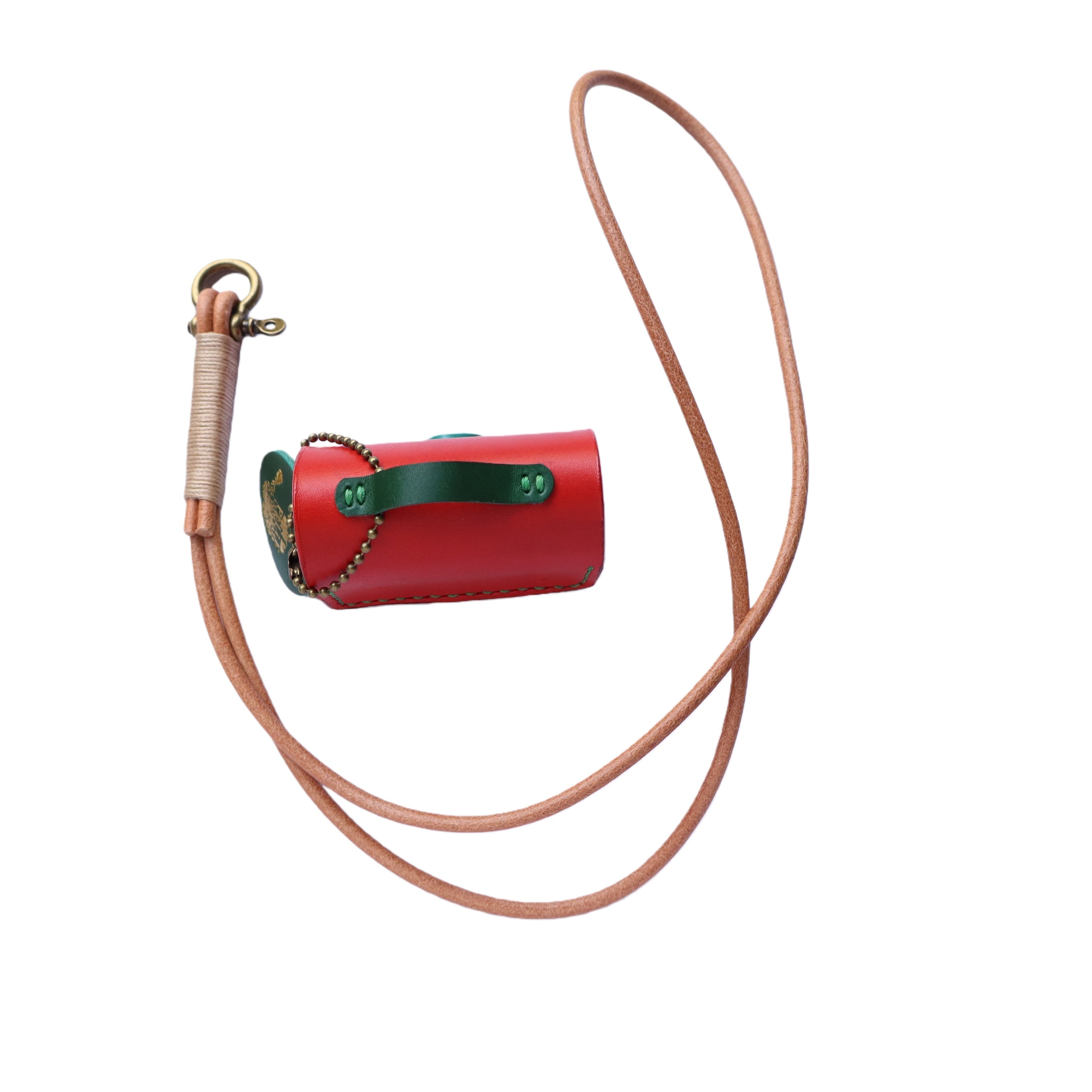 Handmade Italian Buttero Leather Case for AirPods Pro 3 - Red & Green Mini Satchel Design with Dual Straps