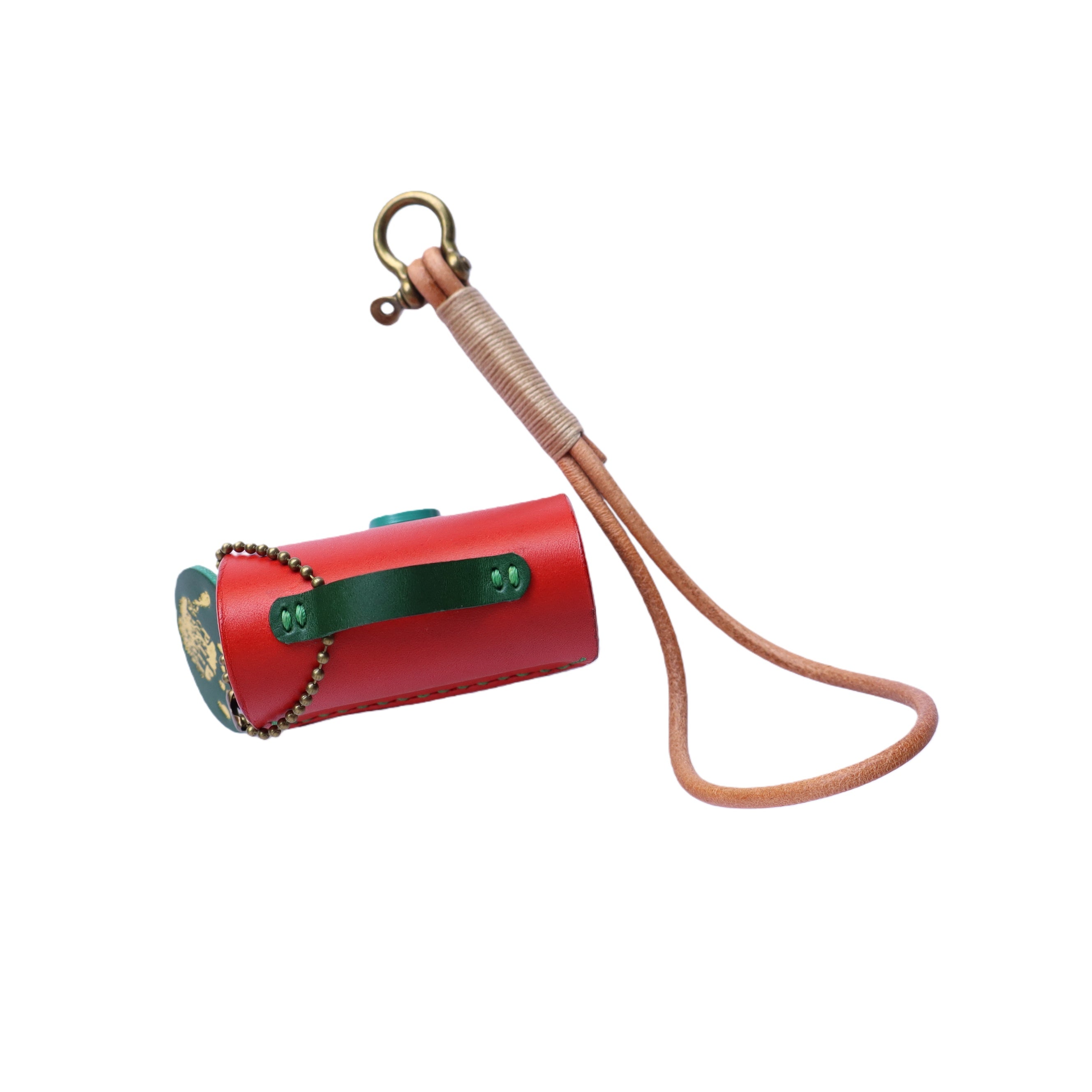 Handmade Italian Buttero Leather Case for AirPods Pro 3 - Red & Green Mini Satchel Design with Dual Straps