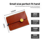 Brown Italian leather magnetic card holder with yellow button and titanium D-ring
ArtisLeather 