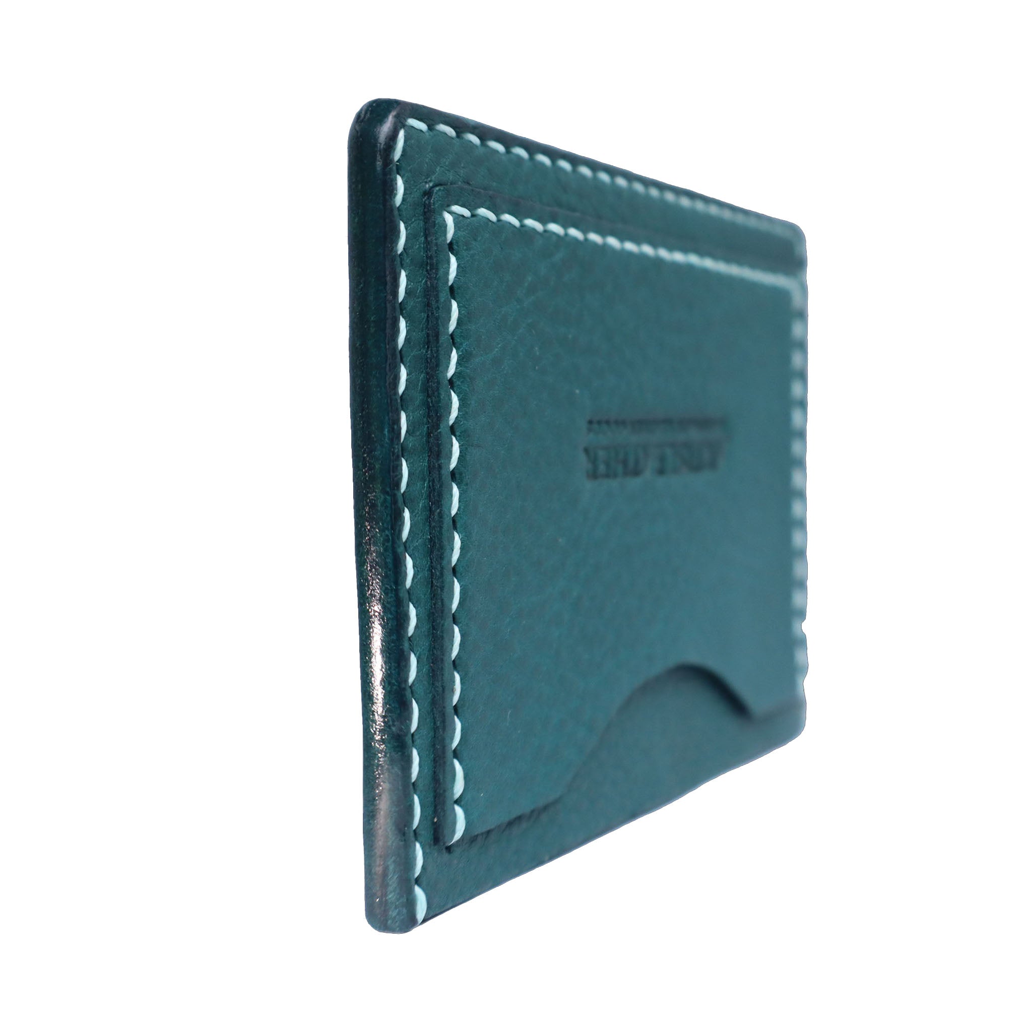 blue italian mbox leather minimalist handmade card wallet