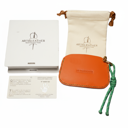 Handmade Leather Card Holder Wallet with Lanyard | Contrast Stitch Card Sleeve | ARTISLEATHER