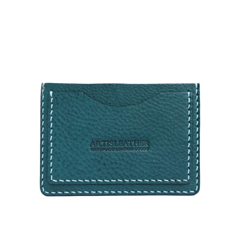 blue italian mbox leather minimalist handmade card wallet