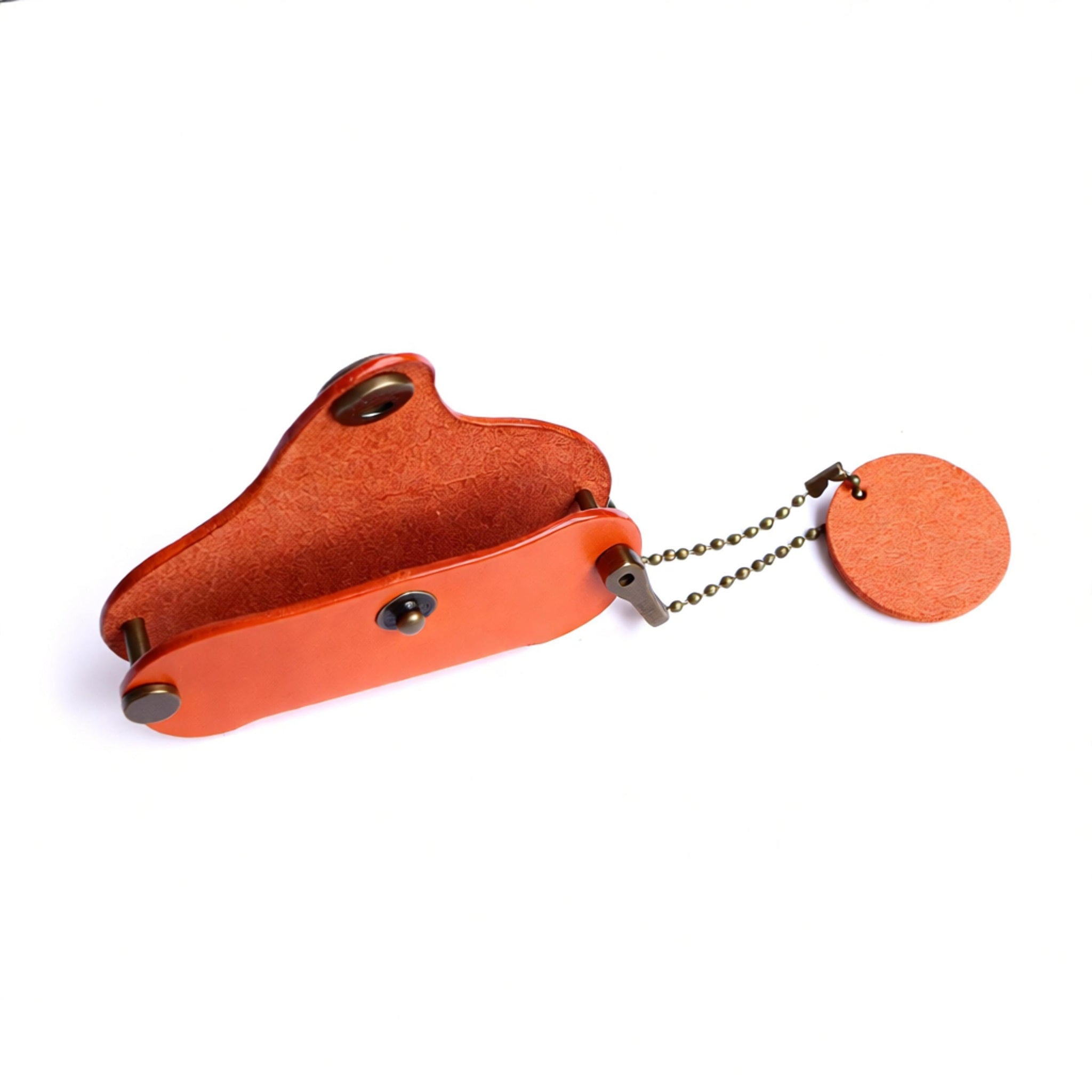 orange italian buttero leather key organizer with brass snap