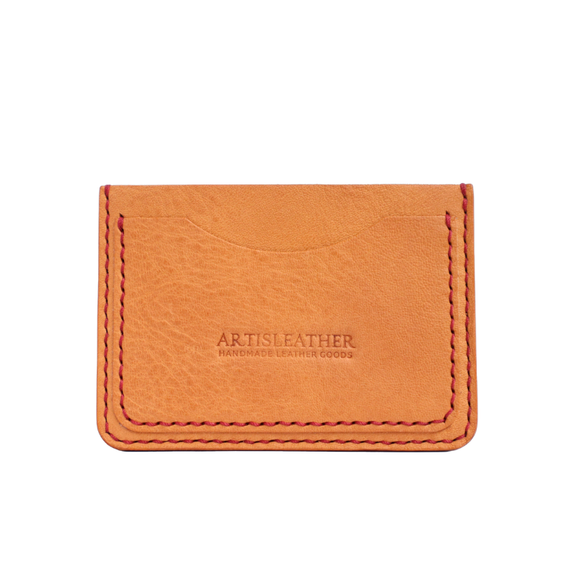 beige italian mbox leather slim handmade card wallet